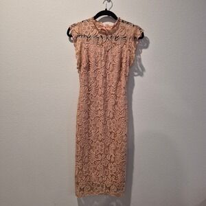 Blush Pink Lace Bodycon Dress Sweetheart Valentines Fairy Whimsigoth Feminine 4